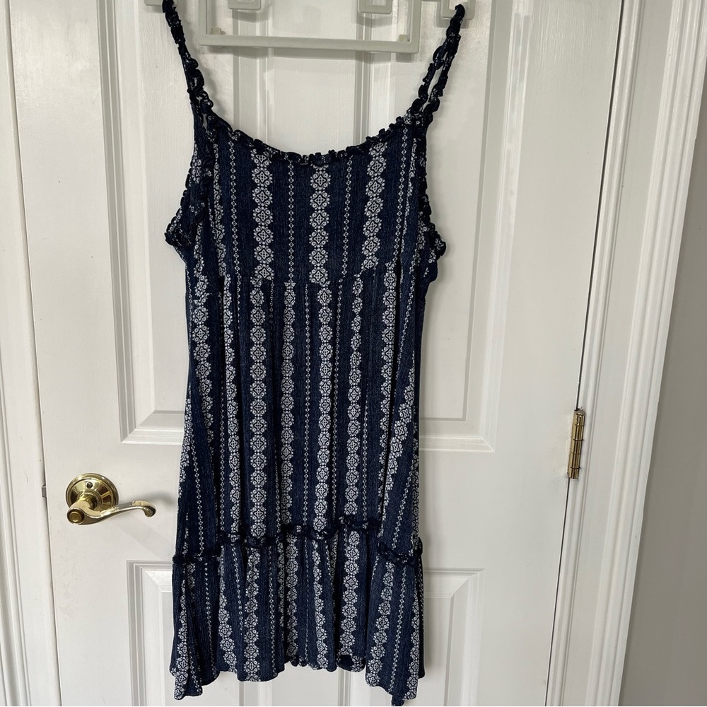 Hem & Thread mini dress in blue medallion pattern